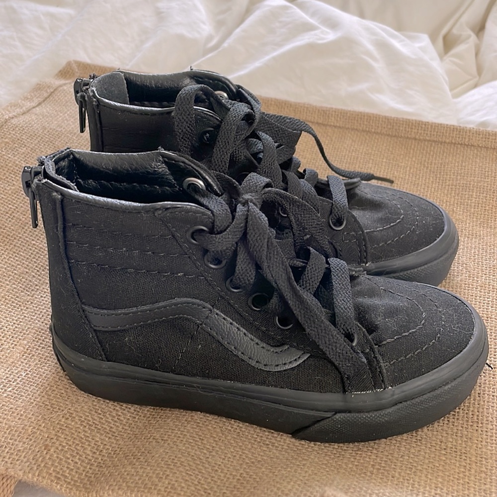 Black Vans kids high top shoes